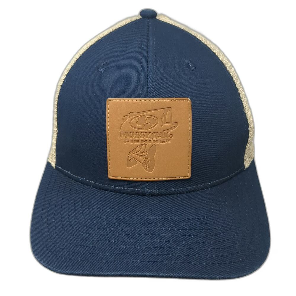 Mossy Oak Fishing Trucker Hat Blue One Size Snapback Mesh Logo Patch Bass Fish